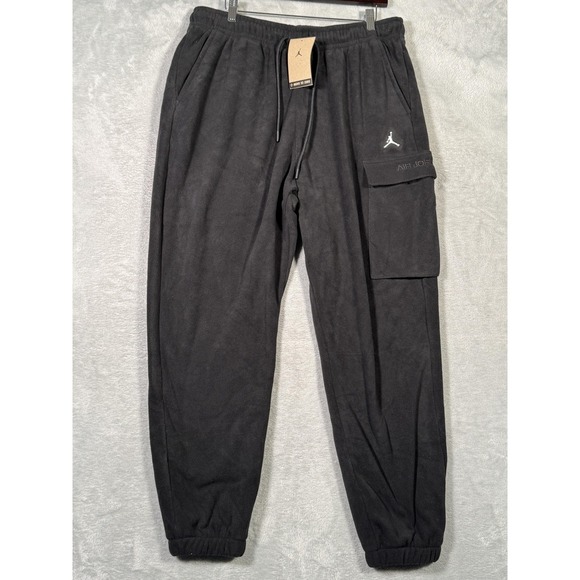 Jordan Sweatpants Mens L Black Essential Fleece Winter Joggers Cargo DV1567-010 - Picture 1 of 11